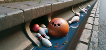 Bowling ball in gutter