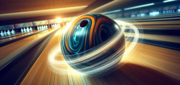 Bowling ball in action during online bowling game