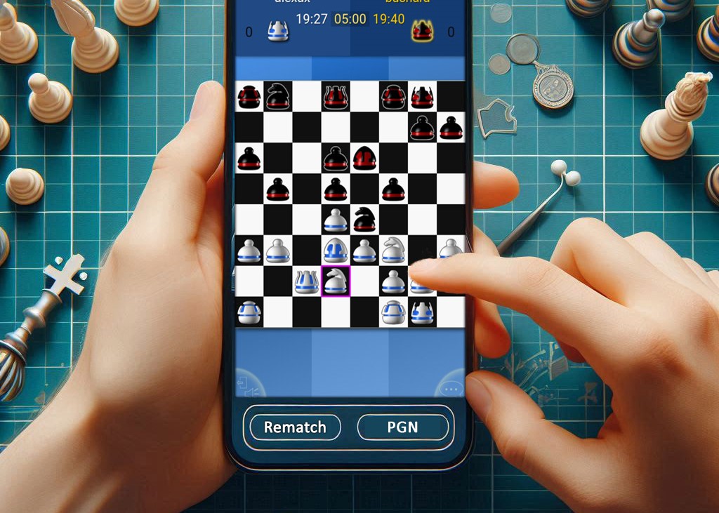 Online chess game on a mobile screen